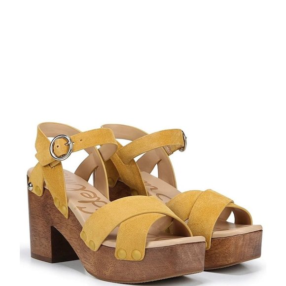 Sam Edelman Shoes - 🆕 SAM EDELMAN Josefine Platform Block Heel Sandal Shoes Mustard 9